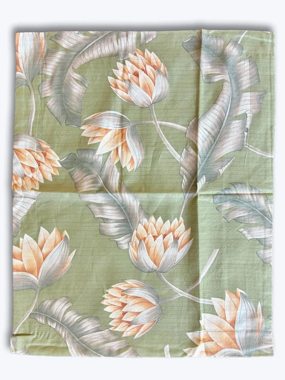 Vtg Tommy Bahama Palm Concerto Egyptian Cotton Boudoir Sham Italy Green Peach